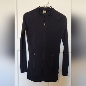 Mono B Classic Black Long Sleeve Athleisure Top With Zipper